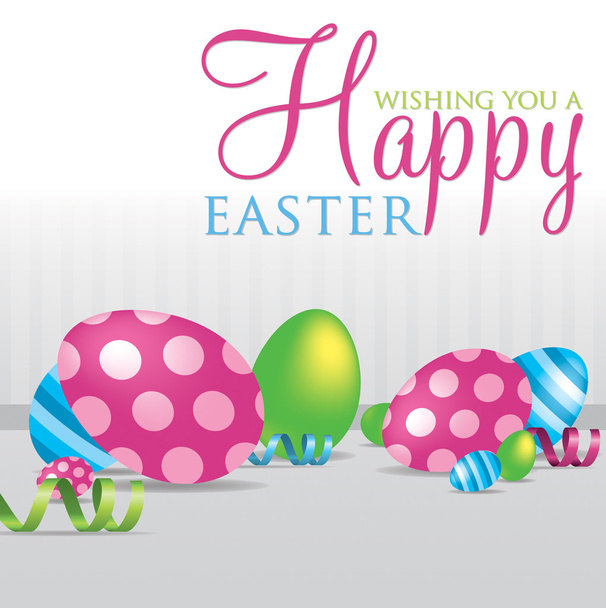 "Wishing you a Happy Easter" scattered egg cards in vector format. - Vetor, Imagem