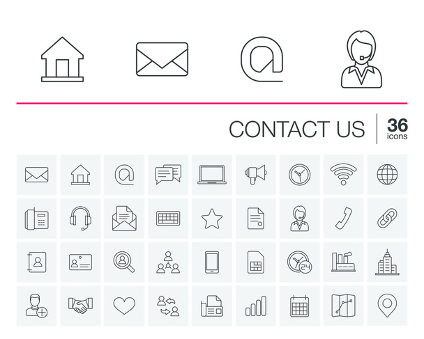 contact us thin line icons set - Vector, Image