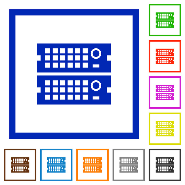 Серверы стеллажей с плоскими иконками
 - Вектор,изображение
