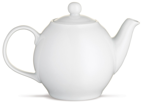 Grafische Seitenansicht einer weißen Teekanne isoliert auf weißem Hintergrund - Foto, Bild