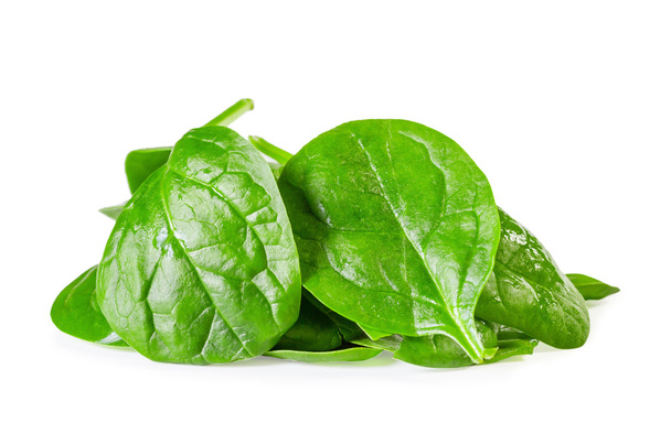Fresh spinach leaves on a white background - Fotoğraf, Görsel