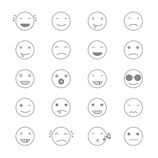 Conjunto de Emoticons monocromáticos
 - Vetor, Imagem