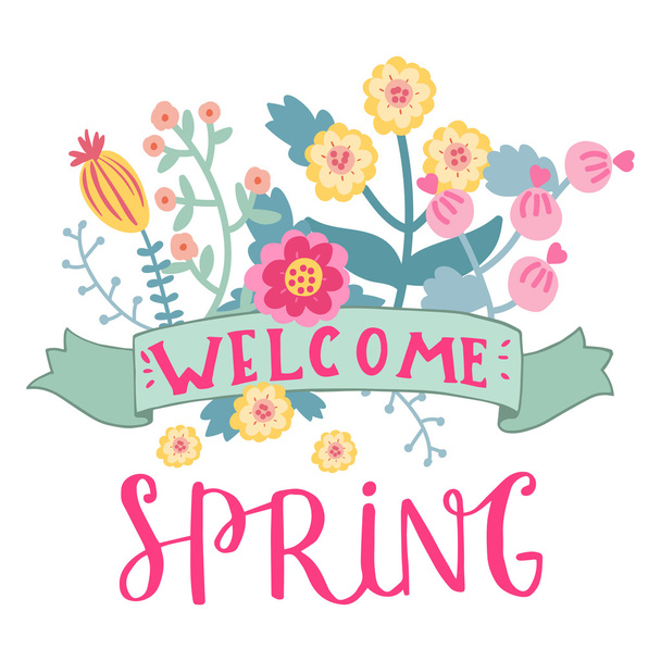 Welcome spring card - Διάνυσμα, εικόνα