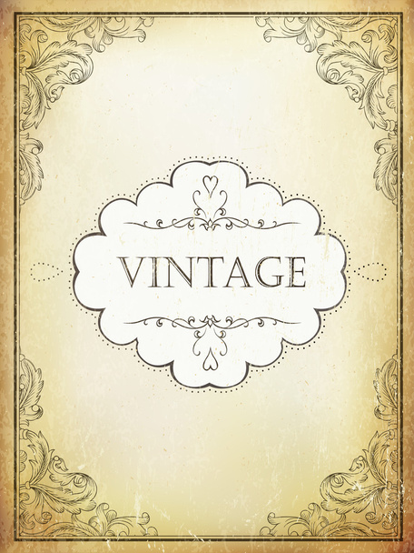 Vintage label with ornamental frame - Vetor, Imagem