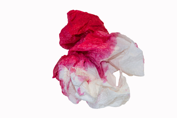 Paper handkerchief with blood stains. - Photo, Image