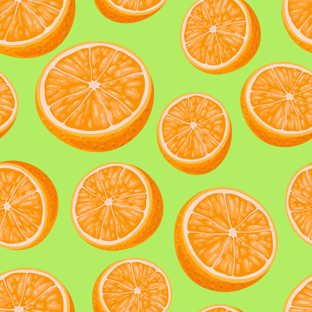 Fundo sem costura com um padrão de laranja suculento fatiado laranjas
 - Vetor, Imagem