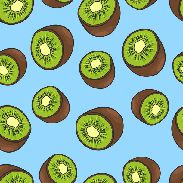 Naadloze achtergrond met een patroon van rijpe heerlijke gesneden kiwi - Vector, afbeelding