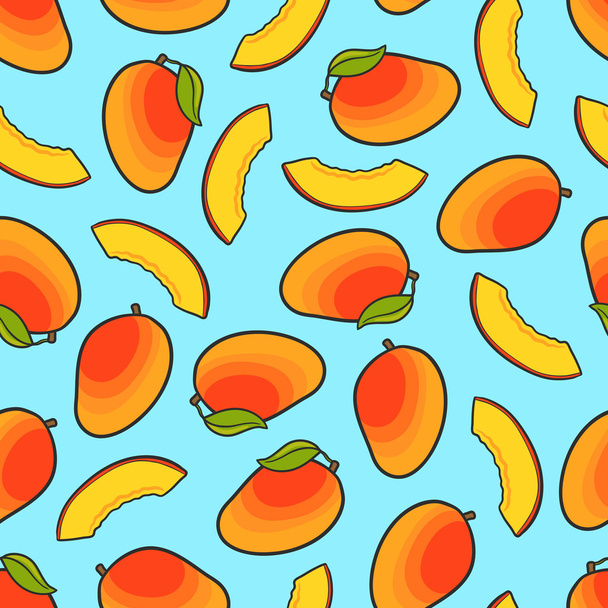 Seamless background with a pattern of mango and mango slices - Vector, Image