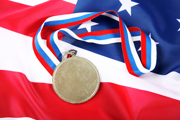 Medal with color Ribbon and USA flag - Foto, imagen