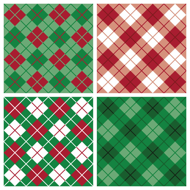 赤と緑のアーガイル チェック柄パターン - ベクター画像