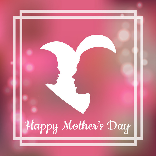 Silhouette of mother and her child with text for Happy Mothers Day. Greeting card - Vector, Image
