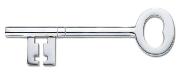 Срібний ключ дверей ізольовано на білому (відсічний контур
) - Фото, зображення
