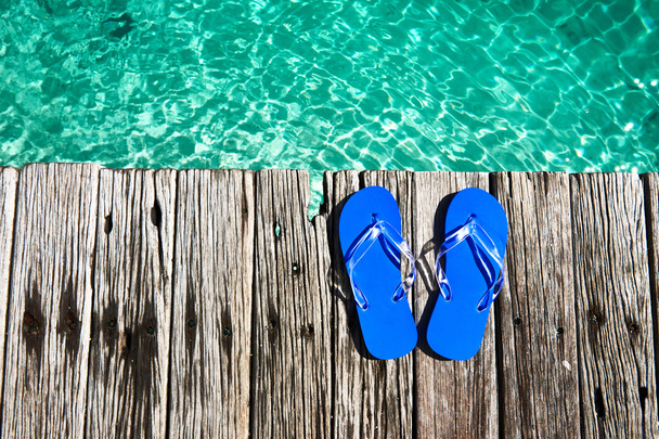 Blue slippers at jetty - Photo, Image