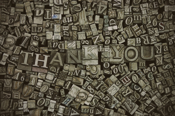 Close up of typeset letters with the words Thank You - Photo, Image
