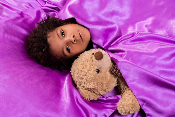 Black kid with teddybear. - Photo, Image