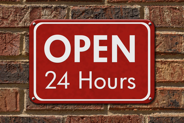24 uur per dag geopend teken - Foto, afbeelding