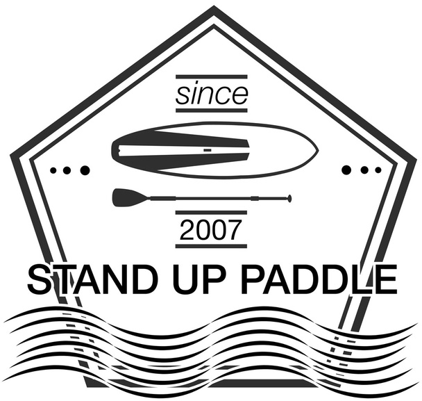 Λογότυπο πρότυπο για stand up paddling. Διάνυσμα αθλητική ετικέτες και εμβλήματα. - Διάνυσμα, εικόνα