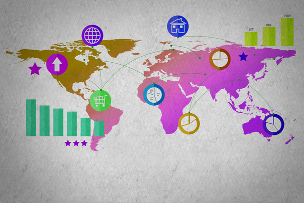 conceptual business image with world map - Фото, зображення