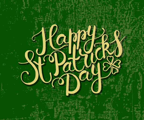 Hand sketched text 'Happy Saint Patrick's Day' on textured background - Вектор,изображение