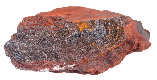 piece of banded-quartz haematite stone isolated - Photo, Image