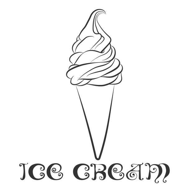 Vanilla ice cream cone design template - Vetor, Imagem