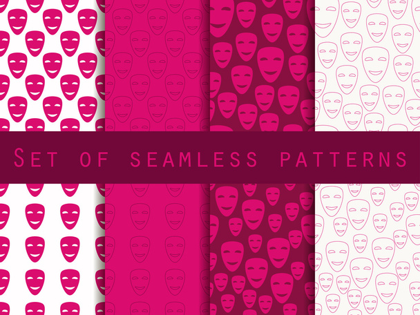 Mask with a smile seamless pattern. A set of patterns to the first on April Fools' Day. Vector illustration. - Vector, Image