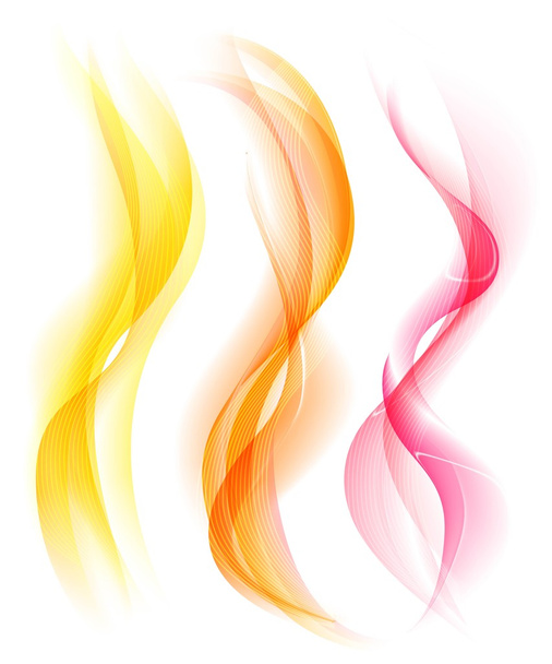 Smooth colorful smoke isolated on white background. Collection of smoke rule lines. Abstract smoke and wave background with bokeh. Template for banner, flyer. Vector Illustration - Vektor, obrázek
