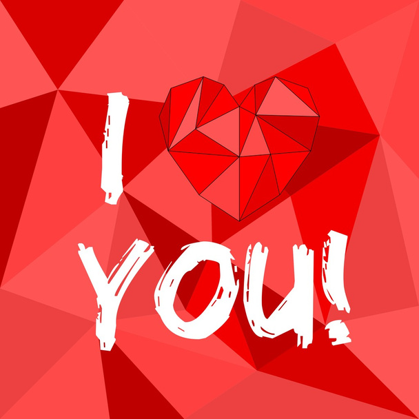 Te amo tarjeta de vector con corazón rojo fondo superficie de embalaje - Vector, Imagen