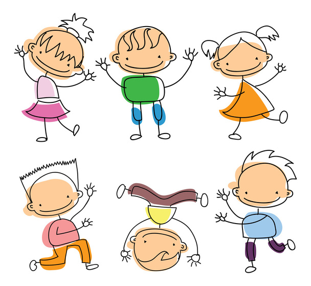 doodle щасливі діти
 - Вектор, зображення