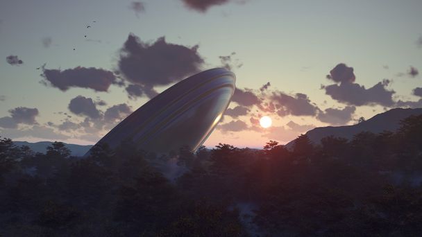 Συντριβή UFO σε ένα δάσος - Φωτογραφία, εικόνα