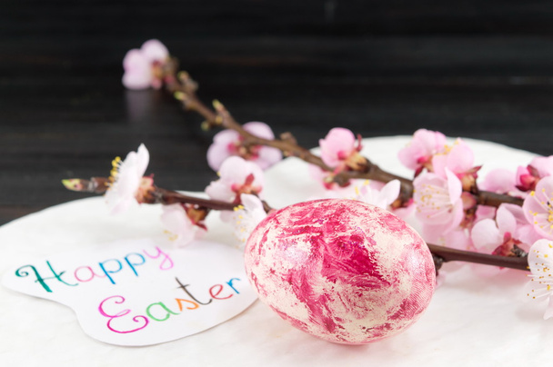 Oeufs de Pâques décorés et cerisier
 - Photo, image