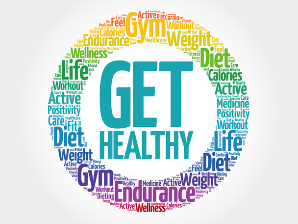 Get Healthy circle stamp word cloud - Vettoriali, immagini