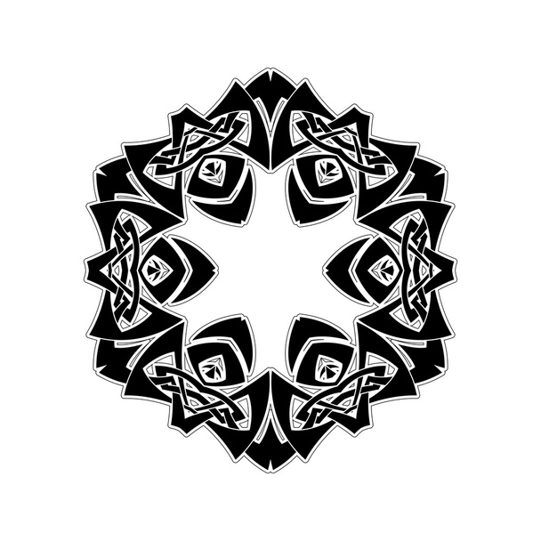 Ornate mandala. Gothic lace tattoo. Celtic weave with sharp corners. - Photo, Image