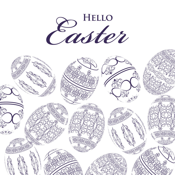 Happy Easter background with ornament eggs - Vecteur, image