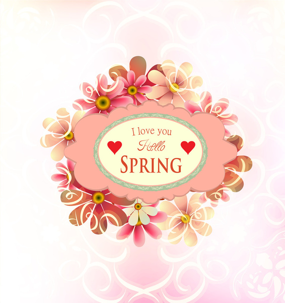 I love you, hello spring card - Vector, Image