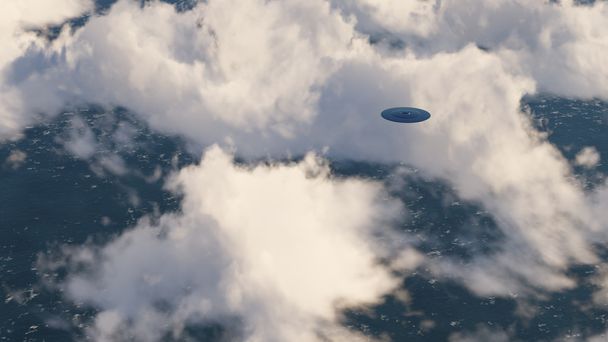 UFO w chmurach - Zdjęcie, obraz
