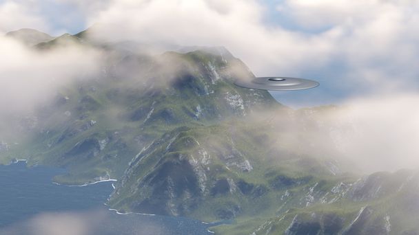 UFO in de wolken - Foto, afbeelding