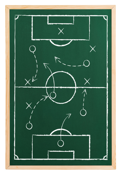 Fußballstrategie an der Tafel - Foto, Bild