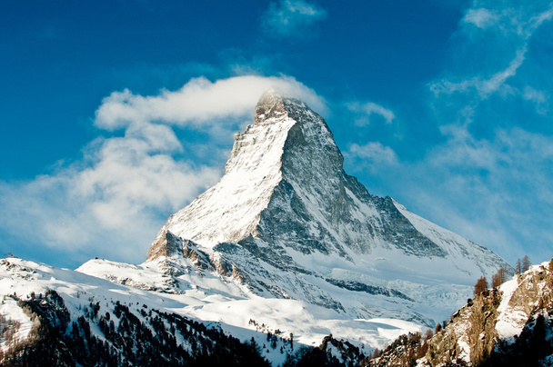 Téli kilátás havas Matterhorn faluból Zermatt, Svájc - Fotó, kép