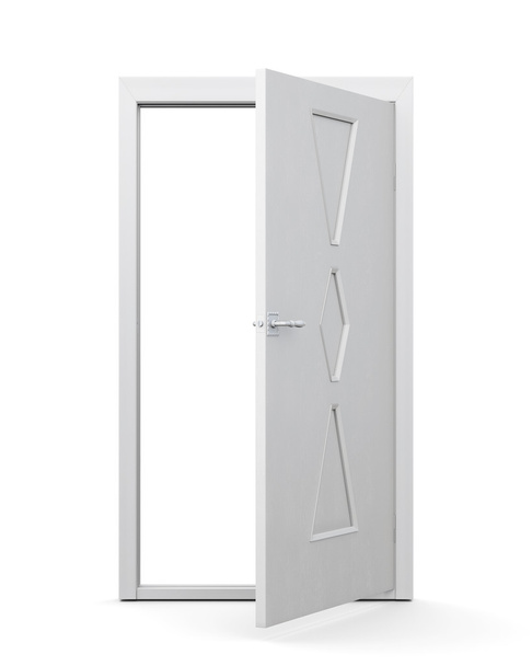 Σύγχρονη πόρτα σε λευκό φόντο. 3D καθιστούν εικόνας - Φωτογραφία, εικόνα