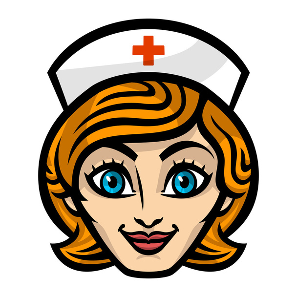 Ápoló mosolygó nő rajzfilm Hospital Medical Care vektor ikon - Vektor, kép