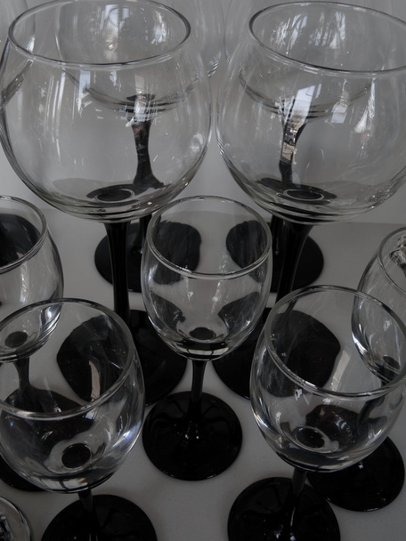 Variety black stem wineglasses studio isolated - Photo, Image
