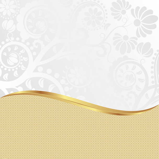 white and golden background with floral ornaments - Vektor, kép