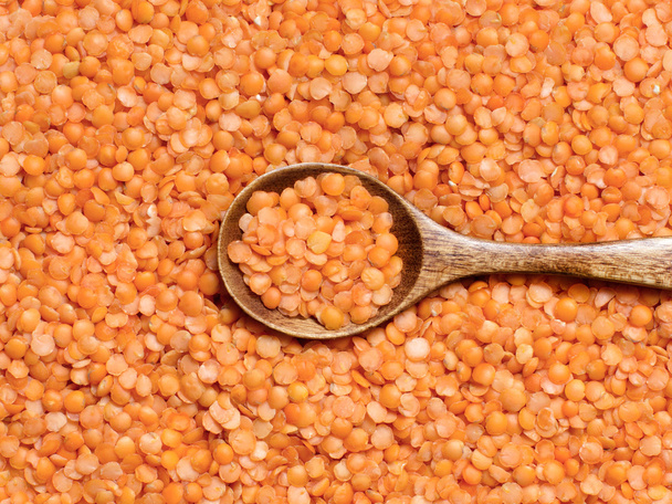 Red lentils with a spoon - Photo, Image