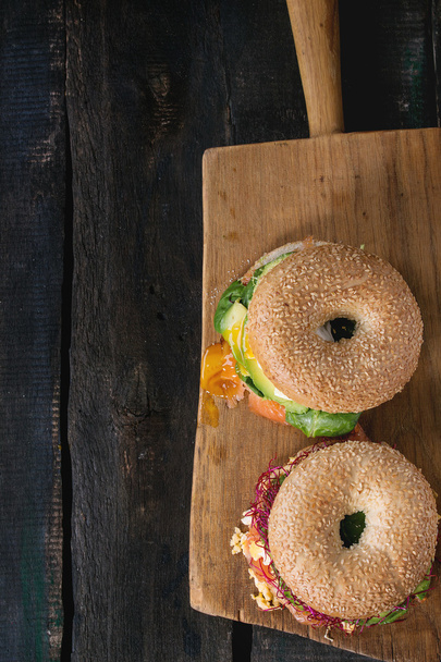 Bagels with salmon and egg - Foto, Imagem