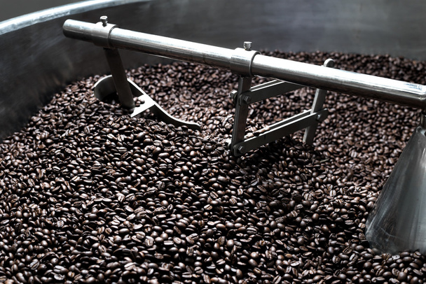Coffee series : Roasted coffee beans in cooling rack - Photo, image