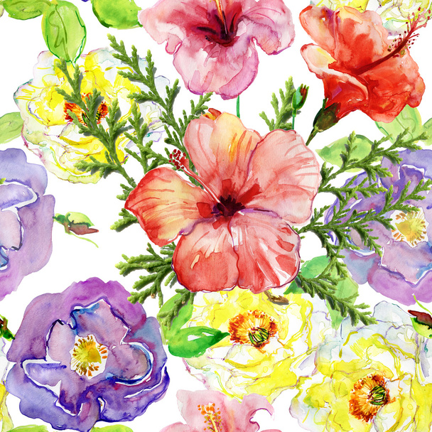 tropikal çiçek boyama desen  - Fotoğraf, Görsel
