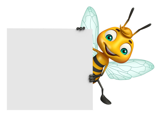χαριτωμένο Bee χαρακτήρα κινουμένων σχεδίων με λευκό του σκάφους - Φωτογραφία, εικόνα