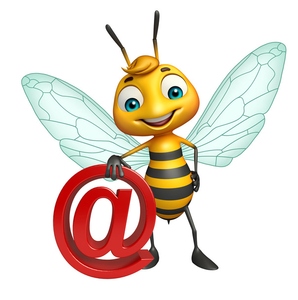 cute Bee cartoon character with at the rate sign - Foto, immagini