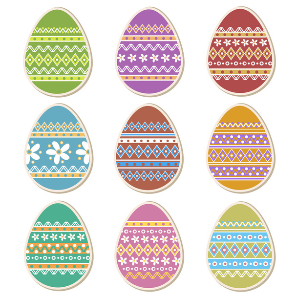 Színes húsvéti tojáskészlet. - Vektor, kép
